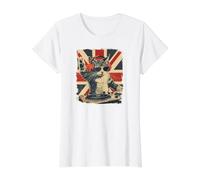 Funny DJ Cat Disco Sound Tech Headphone Music UK Flag Value Graphic T-Shirt
