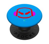 Funny DJ Mallow's SmilingFace Half Colors Purple and Red PopSockets Adhesive PopGrip