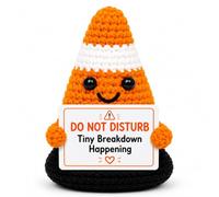 Funny Do Not Disturb Desk Sign, Handmade Crochet Traffic Cone Warning Ornament Gift for Colleague Teammate Friends, Polite Reminder for Office, Home or Study, Novelty Work Gifts