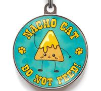 Funny Do Not Feed Cat Tag - Your Text On The Back- Funny Nacho Design Pet ID - Personalised Metal Name Tag for Collar - 2 Sizes - 36 Colour Options