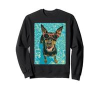 Funny Doberman in Sunglasses Cool Dog Swimming Summer Vibe Sweatshirt
