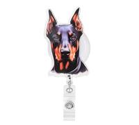 Funny Doberman Pinscher Gifts for Womens Owners Pet Lovers Cute Office Badge Reel for Nurse Teacher Doctor Worker Medical Assistant Name ID Badge Reel with Clip