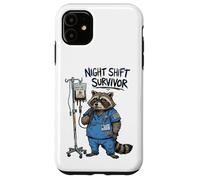 Funny Doctor Nurse Night Shift Survivor Raccoon Caffeine IV Case for iPhone 11