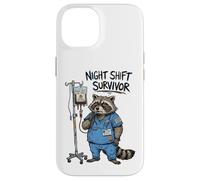 Funny Doctor Nurse Night Shift Survivor Raccoon Caffeine IV Case for iPhone 14