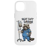 Funny Doctor Nurse Night Shift Survivor Raccoon Caffeine IV Case for iPhone 14 Plus