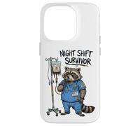 Funny Doctor Nurse Night Shift Survivor Raccoon Caffeine IV Case for iPhone 14 Pro