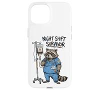 Funny Doctor Nurse Night Shift Survivor Raccoon Caffeine IV Case for iPhone 15