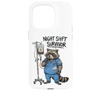 Funny Doctor Nurse Night Shift Survivor Raccoon Caffeine IV Case for iPhone 15 Pro