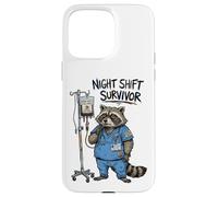 Funny Doctor Nurse Night Shift Survivor Raccoon Caffeine IV Case for iPhone 15 Pro Max