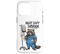 Funny Doctor Nurse Night Shift Survivor Raccoon Caffeine IV Case for iPhone 16 Pro