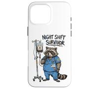 Funny Doctor Nurse Night Shift Survivor Raccoon Caffeine IV Case for iPhone 16 Pro Max