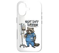 Funny Doctor Nurse Night Shift Survivor Raccoon Caffeine IV Case for iPhone 17