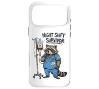 Funny Doctor Nurse Night Shift Survivor Raccoon Caffeine IV Case for iPhone 17 Pro Max