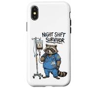 Funny Doctor Nurse Night Shift Survivor Raccoon Caffeine IV Case for iPhone X/XS