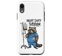 Funny Doctor Nurse Night Shift Survivor Raccoon Caffeine IV Case for iPhone XR