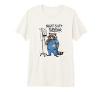 Funny Doctor Nurse Night Shift Survivor Raccoon Caffeine IV Premium T-Shirt