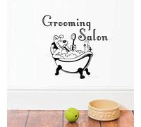 Funny Dog and Bathtub Wall Decal Stickers for Decoration Salon Window Wall Decoration Vinyl Wall Stickers for Pet Shop Interior Decoration 56X59 Cm