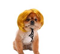 Funny Dog and Cat Wig for Halloween, Christmas, Parties, Festivals - Pet Role Play Costume for Small, Medium and Large Dogs (Yellow)