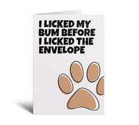 Funny Dog Birthday Card, A5 Size, Humorous Pet Theme Greeting Card with Paw Print Design
