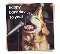Funny Dog Birthday Card - Happy Bark Day To You - Labrador Design - Funny Birthday Card For Dog Lovers