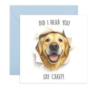 Funny Dog Birthday Card - Labrador “Did I Hear You Say Cake?!” - Cute Animal Card for Him, Her, Friend, Neighbour, Colleague, Cake Lovers - Comes with Stickers