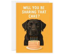 Funny Dog Birthday Card | “Will You Be Sharing That Cake?” | Cute Black Labrador Birthday Card | Dog Lover Gift | From the Dog