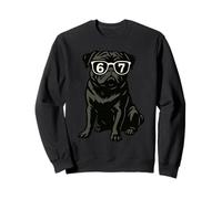 Funny Dog Black Pug Sunglasses 67 Six Seven Meme Sweatshirt