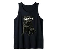 Funny Dog Black Pug Sunglasses 67 Six Seven Meme Tank Top