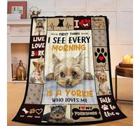 Funny Dog Blanket Soft Cute Kawaii Yorkshire Terrier Dog Plush Throw Blanket Cozy Lightweight Flannel Stuff Decor Fleece Blanket Gifts for Lovers Girls Boys Kids Adults Women Bed Travel 40"x50"