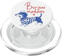 Funny Dog Bonjour Madame Dachshund Lover Design PopSockets PopGrip for MagSafe