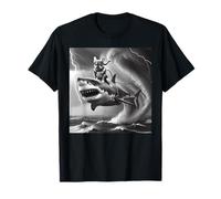 Funny Dog Bulldog Riding a Shark in Tornado Meme T-Shirt