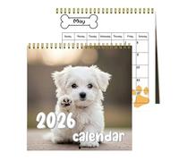 Funny Dog Calendar 2026,Puppies Wall Calendar | Large Grid Home Planner for Holiday Preparations Fitness Routines Family Activity Scheduling Personal Goal Tracking