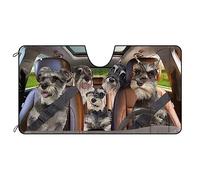 Funny Dog Car Windshield Sunshade Schnauzer Family Vehicle Front Windshield Sunshade UV Ray Reflector Sun Protector Sun Shade Visor, Keep Vehicle Cool, 55" x 30"