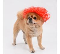 Funny Dog Cat Cosplay Wig, Headwear Apparel Toy, Pet Costumes, Cat Dress up for Halloween, Christmas, Parties, Festivals, Dog Wigs for Medium and Large Dogs (Red)