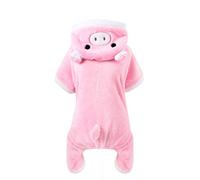 Funny Dog Cat Costumes Pink Pig Cosplay Dress Up Pet Halloween Christmas Warm Hoodie Adorable Coats Pets Jumpsuits Outfits for Small Medium Puppy Kitten Size L