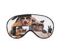Funny Dog Cat Selfie Sleep Mask Cute Animals Blindfold for Sleeping Elastic Blackout Eye Mask Cover for Full Night's Sleep Travel and Nap