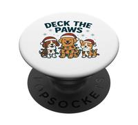 Funny Dog Christmas Design for Pet Lovers Deck the Paws Pun PopSockets Adhesive PopGrip
