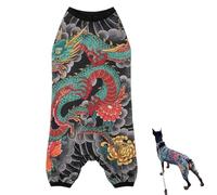 Funny Dog Clothes with Tattoo, Full Body Dog Suit for Medium Large Dogs & Cat, Breathable & Lightweight Dog Clothes with Unuqie Printing Partten, Tattooed Pet Costume for Party Halloween (7XL)