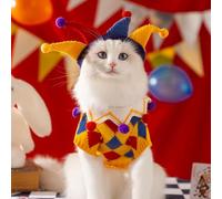 Funny Dog Clown Costume with Joker Hat - Halloween Outfit for Small Medium Dogs and Cats, Jester Circus Pet Sweater Cosplay(yellow,M)