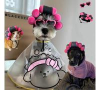 Funny Dog Curler Wig Costume & Glasses - Adjustable, Soft & Warm Pet Wig for Small, Medium & Large Dogs & Cats - Perfect for Halloween, Christmas & Parties (volume)