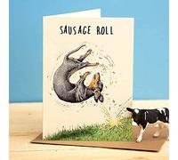 Funny Dog Dachshund Sausage Roll Birthday Card - Designed and Printed in the UK