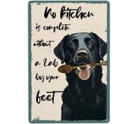 Funny Dog Decor No Kitchen is Complete Without A Lab by Your Feet Vintage Metal Sign Retro Poster Dog Lovers Gift Wall Art for Kitchen Cafe Man Cave Garage Office Home Indoor Outdoor Decor 8x12 Inch