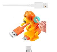 Funny Dog Fast Charger Cable,Upgraded Stray Dog Charging Cable,Portable Charger Touch Moving Dog USB Cable Charger,for iPhone Android Type-C Various Models Phones (Yellow-for iOS)