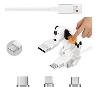 Funny Dog Fast Charger Cable,Upgraded Stray Dog Charging Cable,Portable Charger Touch Moving Dog USB Cable Charger,for iPhone Android Type-C Various Models Phones (White-for Type C)