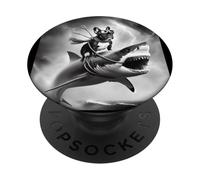 Funny Dog French Bulldog Riding a Shark in Tornado Meme PopSockets Adhesive PopGrip