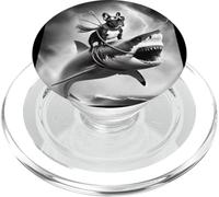 Funny Dog French Bulldog Riding a Shark in Tornado Meme PopSockets PopGrip for MagSafe