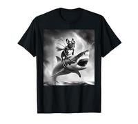 Funny Dog French Bulldog Riding a Shark in Tornado Meme T-Shirt