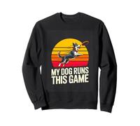 Funny Dog Frisbee My Dog Runs This Game Retro Sweatshirt