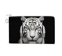 Funny Dog Glasses Coin Purse Canvas Wallet Cute Change Purse Small Storage Bag with Zipper, Black and White Tiger, One Size, Flowers and Animals