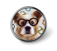 Funny Dog Glasses Round Lapel Pins Backpack Pin Cute Brooch Decoration Brooches for Women Men Fashion Button Badges for Hat Backpacks Purses Jackets Shirt Suit
